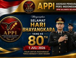 DPW APPI Sulsel Ucapkan Selamat HUT Bhayangkara ke-80, Tegaskan Dukungan untuk Polri Presisi