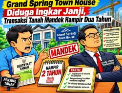 Grand Spring Town House Diduga Ingkar Janji, Transaksi Tanah 1.286 Meter Persegi Mandek Hampir Dua Tahun