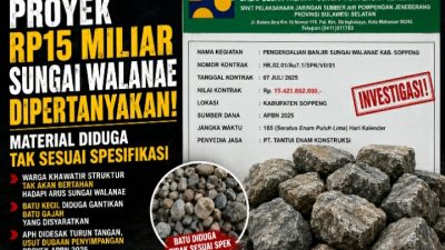 Proyek Rp15 Miliar Sungai Walanae Dipertanyakan, Material Diduga Tak Sesuai Spesifikasi