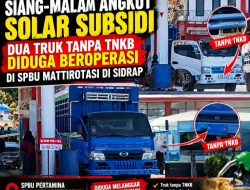 Siang-Malam Angkut Solar Subsidi, Dua Truk Tanpa TNKB Diduga Beroperasi SPBU Mattirotasi di Sidrap