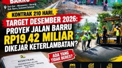 Kontrak 210 Hari, Target Desember 2026: Proyek Jalan Barru Rp19,42 Miliar Dikejar Keterlambatan?