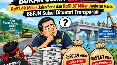Bukan Cuma Barru! Rp97,49 Miliar Jalan Bone dan Rp51,67 Miliar Jembatan Maros, BBPJN Sulsel Dituntut Transparan
